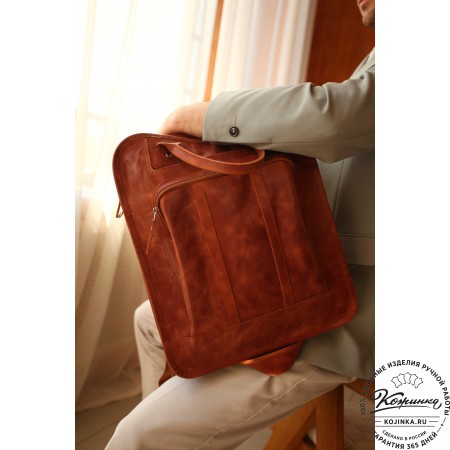 Кожаный рюкзак-сумка "Майкл" (чёрный)